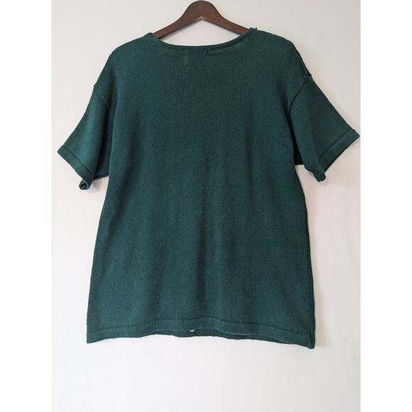 VTG Grandma Sweater Colleens Collectables Size L Green Floral Embroidered Beaded - Picture 4 of 8